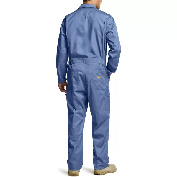 CQR Mens ZipFront Coverall Twill Stain ampamp Wrinkle Resistant Work Coverall Action Back Jumpsuit with Multi PocketsTwill Flap Long Sleeve Mid Blue