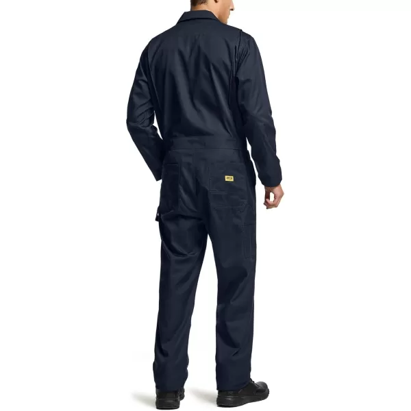 CQR Mens ZipFront Coverall Twill Stain ampamp Wrinkle Resistant Work Coverall Action Back Jumpsuit with Multi PocketsTwill Flap Long Sleeve Navy