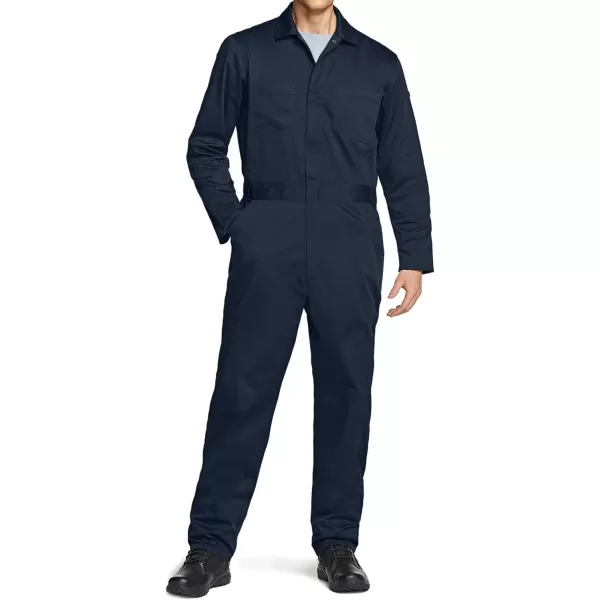 CQR Mens ZipFront Coverall Twill Stain ampamp Wrinkle Resistant Work Coverall Action Back Jumpsuit with Multi PocketsTwill Long Sleeve Dark Navy