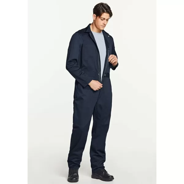 CQR Mens ZipFront Coverall Twill Stain ampamp Wrinkle Resistant Work Coverall Action Back Jumpsuit with Multi PocketsTwill Long Sleeve Dark Navy