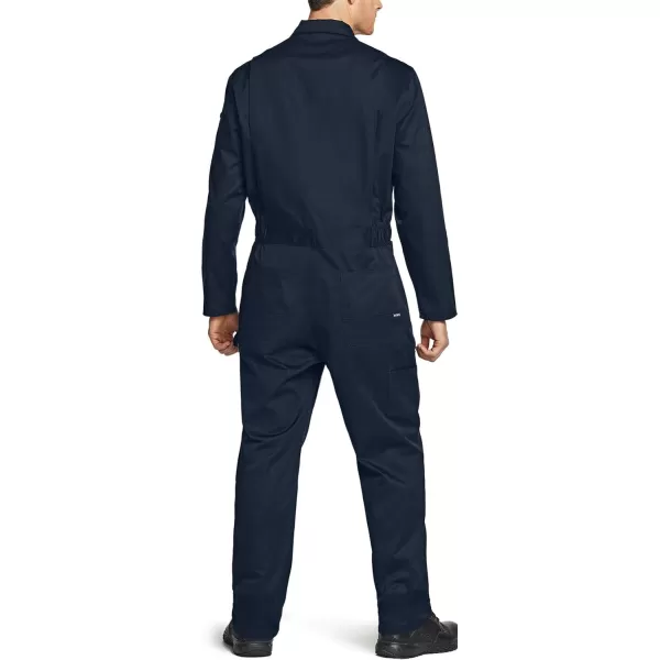 CQR Mens ZipFront Coverall Twill Stain ampamp Wrinkle Resistant Work Coverall Action Back Jumpsuit with Multi PocketsTwill Long Sleeve Dark Navy