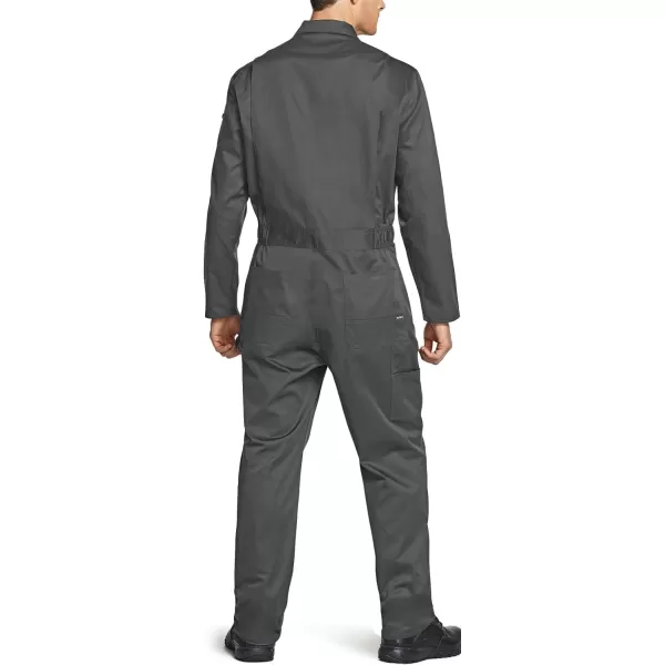 CQR Mens ZipFront Coverall Twill Stain ampamp Wrinkle Resistant Work Coverall Action Back Jumpsuit with Multi PocketsTwill Long Sleeve Grey