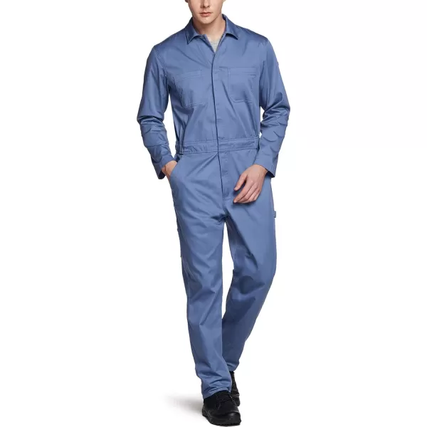 CQR Mens ZipFront Coverall Twill Stain ampamp Wrinkle Resistant Work Coverall Action Back Jumpsuit with Multi PocketsTwill Long Sleeve Mid Blue