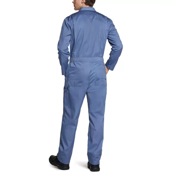 CQR Mens ZipFront Coverall Twill Stain ampamp Wrinkle Resistant Work Coverall Action Back Jumpsuit with Multi PocketsTwill Long Sleeve Mid Blue