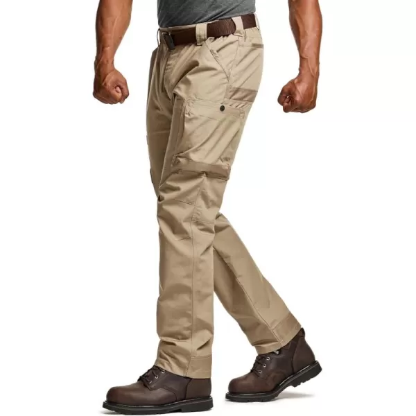 CQR Mens Quick Dry Work Pants Water Resistant Outdoor Tactical Pants Lightweight Stretch Cargo Hiking PantsFrontline Khaki