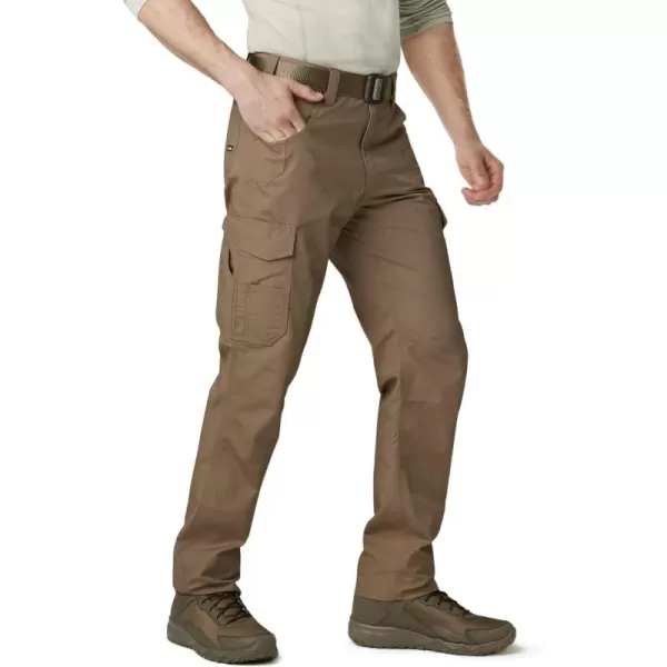 CQR Mens Quick Dry Work Pants Water Resistant Outdoor Tactical Pants Lightweight Stretch Cargo Hiking PantsWork Cargo Pants Coyote Brown