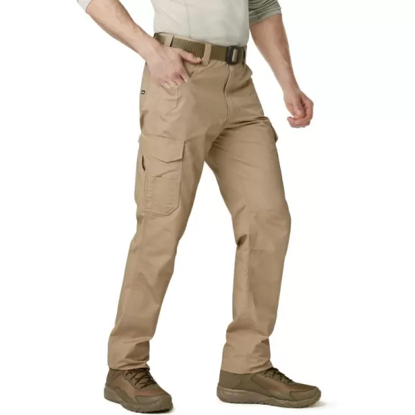 CQR Mens Quick Dry Work Pants Water Resistant Outdoor Tactical Pants Lightweight Stretch Cargo Hiking PantsWork Cargo Pants Dark Khaki