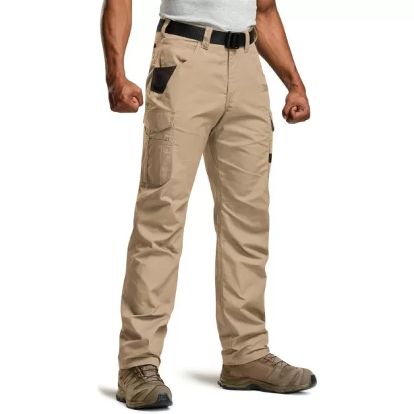 CQR Mens Quick Dry Work Pants Water Resistant Outdoor Tactical Pants Lightweight Stretch Cargo Hiking PantsWork Cargo Pants Khaki