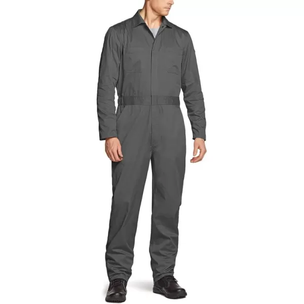 CQR Mens ZipFront Coverall Twill Stain ampamp Wrinkle Resistant Work Coverall Action Back Jumpsuit with Multi PocketsTwill Long Sleeve Grey