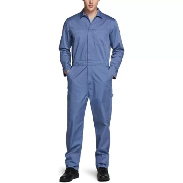 CQR Mens ZipFront Coverall Twill Stain ampamp Wrinkle Resistant Work Coverall Action Back Jumpsuit with Multi PocketsTwill Long Sleeve Mid Blue