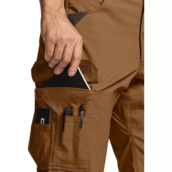 CQR Mens Flex Ripstop Work Pants Water Resistant Tactical Pants Outdoor Utility Operator EDC Cargo PantsDura Flex Copper Brown