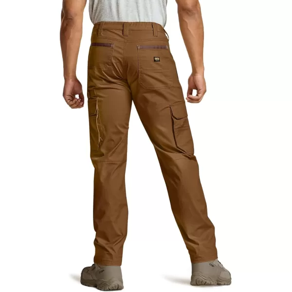 CQR Mens Flex Ripstop Work Pants Water Resistant Tactical Pants Outdoor Utility Operator EDC Cargo PantsDura Flex Copper Brown