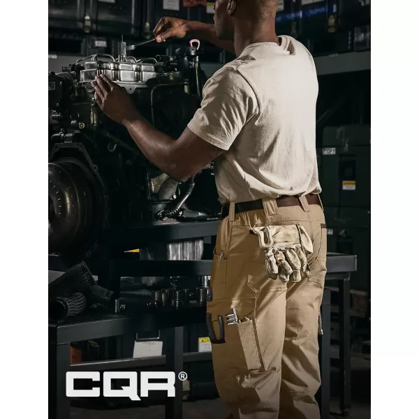 CQR Mens Flex Ripstop Work Pants Water Resistant Tactical Pants Outdoor Utility Operator EDC Cargo PantsDura Flex Pants Alamo Khaki