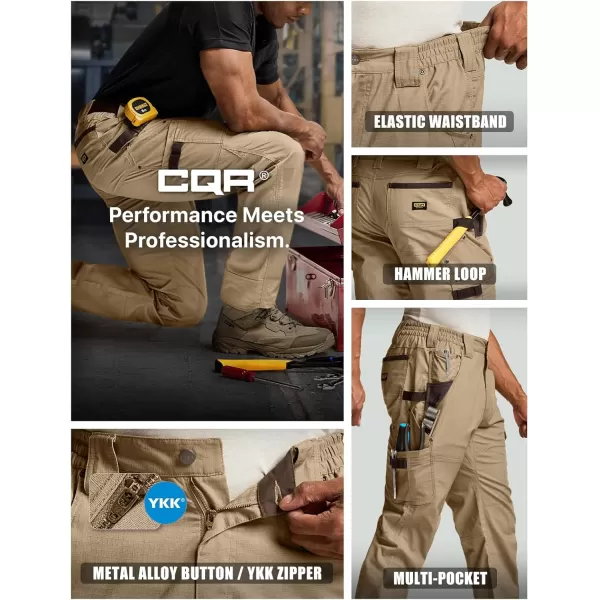 CQR Mens Flex Ripstop Work Pants Water Resistant Tactical Pants Outdoor Utility Operator EDC Cargo PantsDura Flex Pants Alamo Khaki