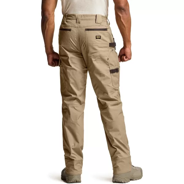 CQR Mens Flex Ripstop Work Pants Water Resistant Tactical Pants Outdoor Utility Operator EDC Cargo PantsDura Flex Pants Alamo Khaki