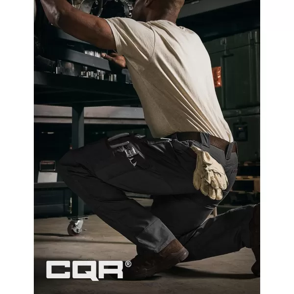 CQR Mens Flex Ripstop Work Pants Water Resistant Tactical Pants Outdoor Utility Operator EDC Cargo PantsDura Flex Pants Black