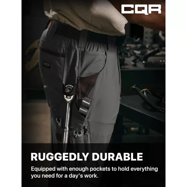 CQR Mens Flex Ripstop Work Pants Water Resistant Tactical Pants Outdoor Utility Operator EDC Cargo PantsDura Flex Pants Charcoal