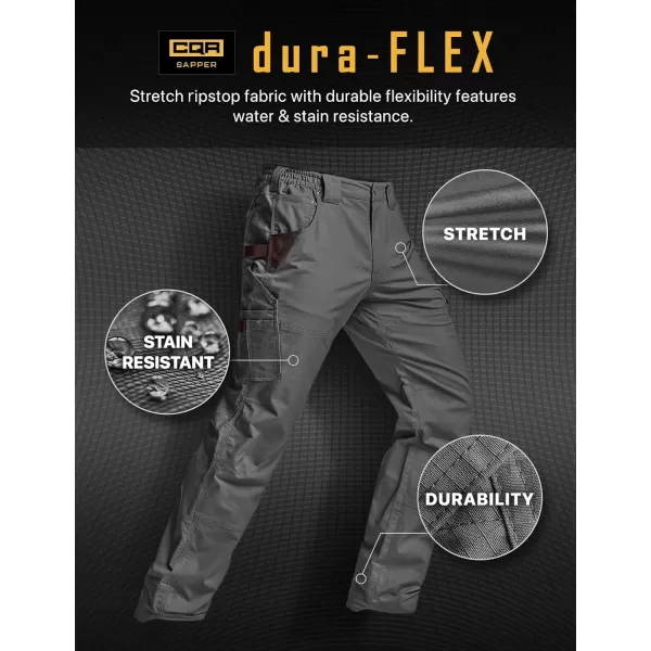 CQR Mens Flex Ripstop Work Pants Water Resistant Tactical Pants Outdoor Utility Operator EDC Cargo PantsDura Flex Pants Charcoal