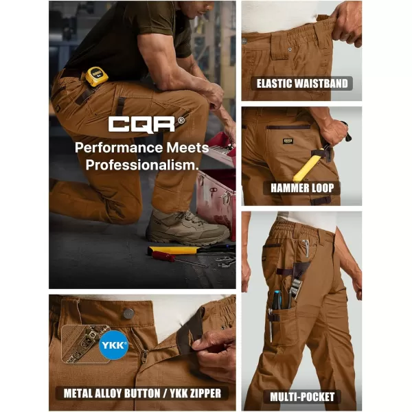 CQR Mens Flex Ripstop Work Pants Water Resistant Tactical Pants Outdoor Utility Operator EDC Cargo PantsDura Flex Pants Copper Brown