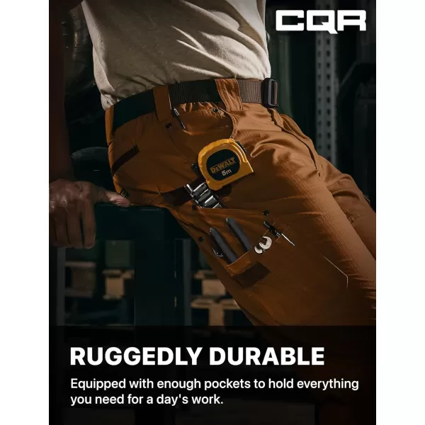 CQR Mens Flex Ripstop Work Pants Water Resistant Tactical Pants Outdoor Utility Operator EDC Cargo PantsDura Flex Pants Copper Brown