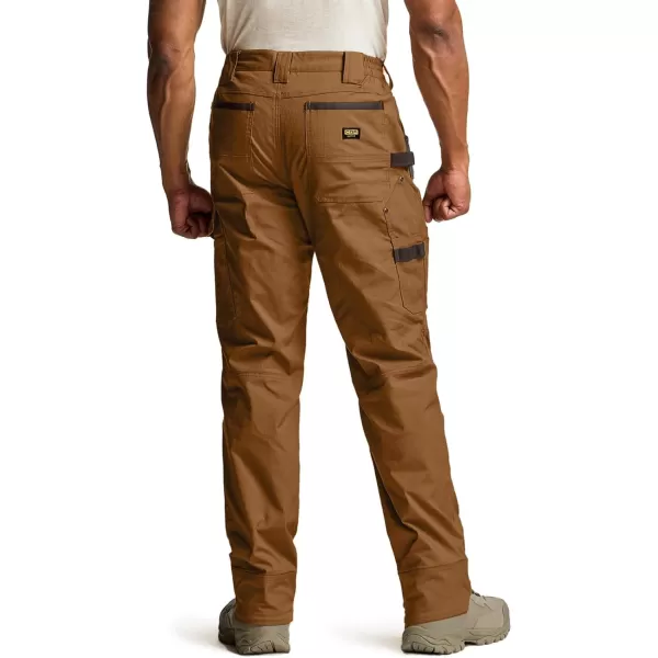 CQR Mens Flex Ripstop Work Pants Water Resistant Tactical Pants Outdoor Utility Operator EDC Cargo PantsDura Flex Pants Copper Brown