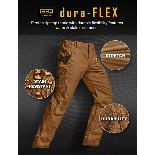 CQR Mens Flex Ripstop Work Pants Water Resistant Tactical Pants Outdoor Utility Operator EDC Cargo PantsDura Flex Pants Copper Brown