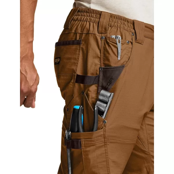 CQR Mens Flex Ripstop Work Pants Water Resistant Tactical Pants Outdoor Utility Operator EDC Cargo PantsDura Flex Pants Copper Brown