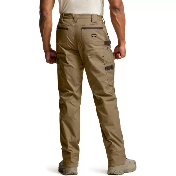 CQR Mens Flex Ripstop Work Pants Water Resistant Tactical Pants Outdoor Utility Operator EDC Cargo PantsDura Flex Pants Cougar