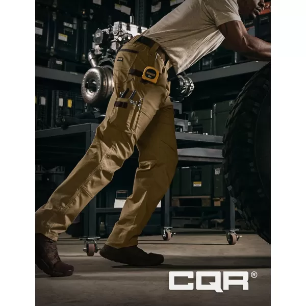 CQR Mens Flex Ripstop Work Pants Water Resistant Tactical Pants Outdoor Utility Operator EDC Cargo PantsDura Flex Pants Cougar