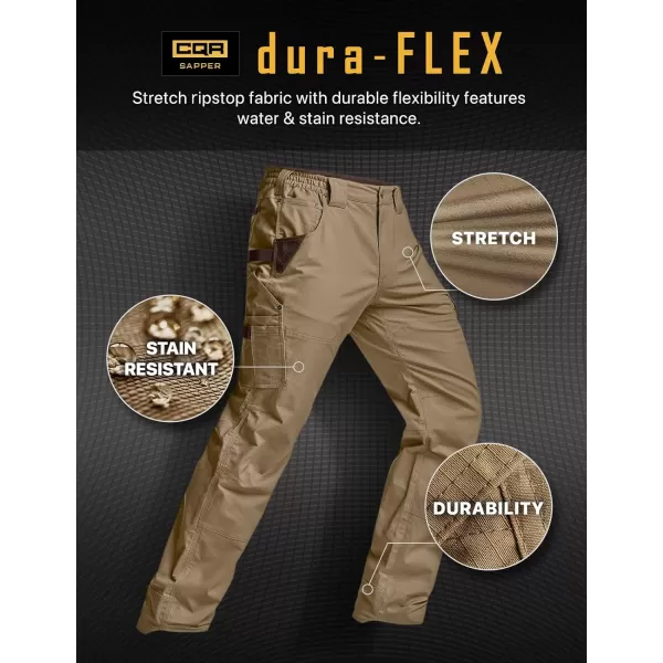 CQR Mens Flex Ripstop Work Pants Water Resistant Tactical Pants Outdoor Utility Operator EDC Cargo PantsDura Flex Pants Cougar