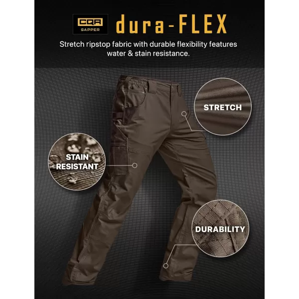 CQR Mens Flex Ripstop Work Pants Water Resistant Tactical Pants Outdoor Utility Operator EDC Cargo PantsDura Flex Pants Dark Brown