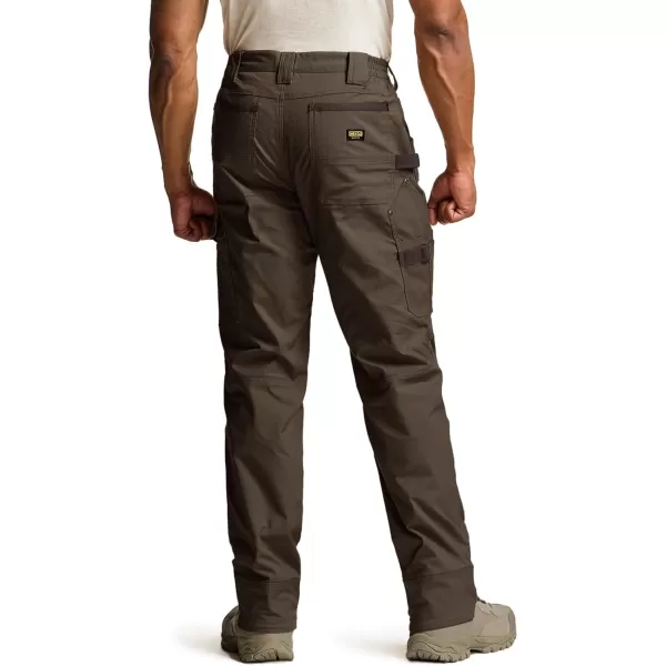 CQR Mens Flex Ripstop Work Pants Water Resistant Tactical Pants Outdoor Utility Operator EDC Cargo PantsDura Flex Pants Dark Brown