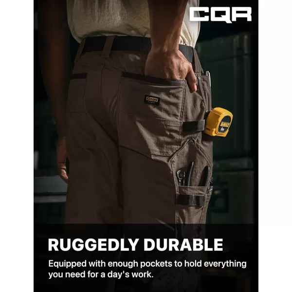 CQR Mens Flex Ripstop Work Pants Water Resistant Tactical Pants Outdoor Utility Operator EDC Cargo PantsDura Flex Pants Dark Brown