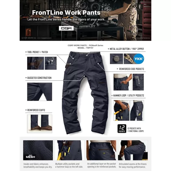 CQR Mens Flex Ripstop Work Pants Water Resistant Tactical Pants Outdoor Utility Operator EDC Cargo PantsDura Flex Pants Operator Navy