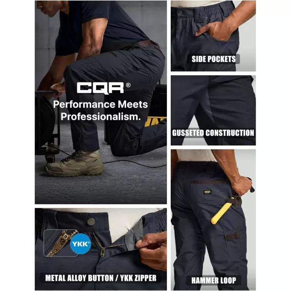 CQR Mens Flex Ripstop Work Pants Water Resistant Tactical Pants Outdoor Utility Operator EDC Cargo PantsDura Flex Pants Operator Navy