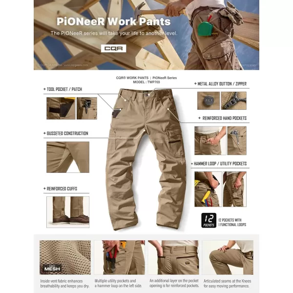 CQR Mens Flex Ripstop Work Pants Water Resistant Tactical Pants Outdoor Utility Operator EDC Cargo PantsDura Flex Print Coyote