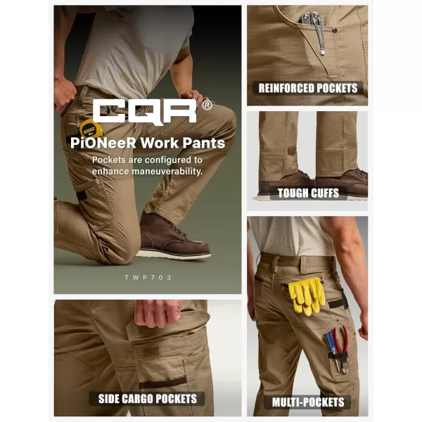 CQR Mens Flex Ripstop Work Pants Water Resistant Tactical Pants Outdoor Utility Operator EDC Cargo PantsDura Flex Print Coyote