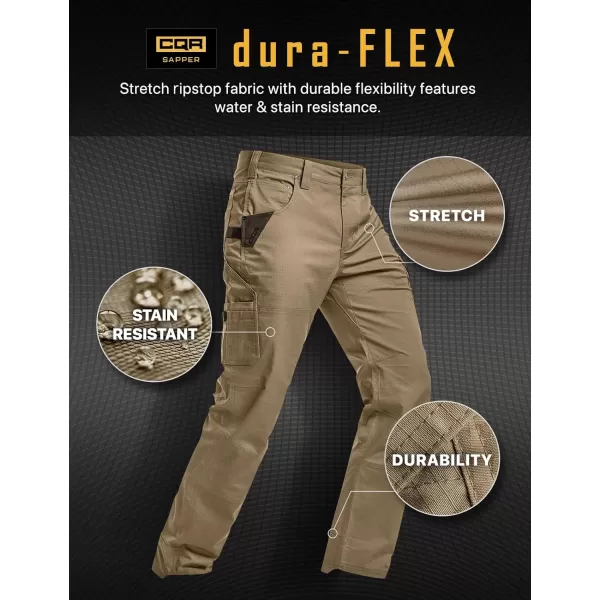 CQR Mens Flex Ripstop Work Pants Water Resistant Tactical Pants Outdoor Utility Operator EDC Cargo PantsDura Flex Print Coyote