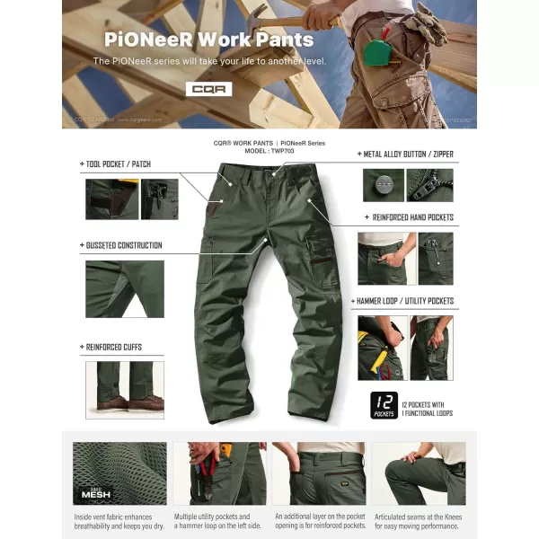 CQR Mens Flex Ripstop Work Pants Water Resistant Tactical Pants Outdoor Utility Operator EDC Cargo PantsDura Flex Print Olive Green