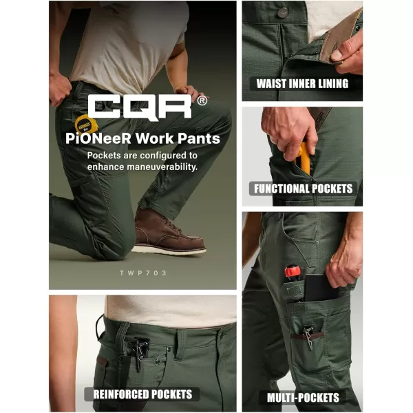 CQR Mens Flex Ripstop Work Pants Water Resistant Tactical Pants Outdoor Utility Operator EDC Cargo PantsDura Flex Print Olive Green