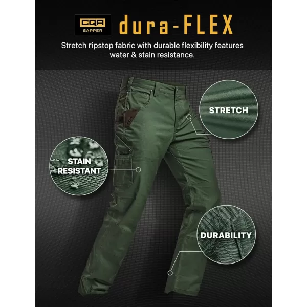 CQR Mens Flex Ripstop Work Pants Water Resistant Tactical Pants Outdoor Utility Operator EDC Cargo PantsDura Flex Print Olive Green