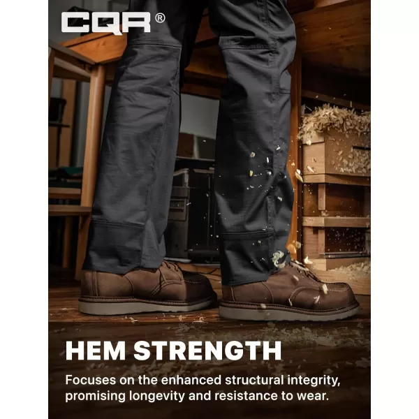 CQR Mens Flex Ripstop Work Pants Water Resistant Tactical Pants Outdoor Utility Operator EDC Cargo PantsLumber Black