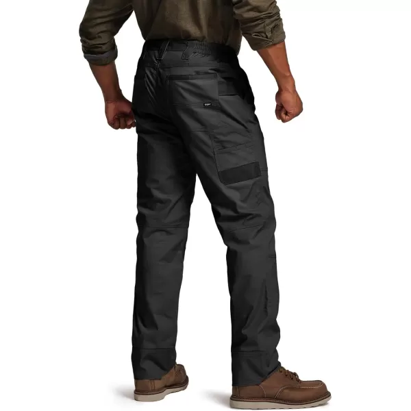 CQR Mens Flex Ripstop Work Pants Water Resistant Tactical Pants Outdoor Utility Operator EDC Cargo PantsLumber Black