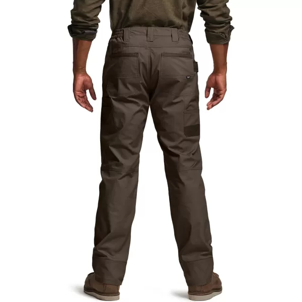 CQR Mens Flex Ripstop Work Pants Water Resistant Tactical Pants Outdoor Utility Operator EDC Cargo PantsLumber Dark Brown