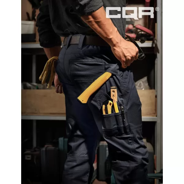 CQR Mens Flex Ripstop Work Pants Water Resistant Tactical Pants Outdoor Utility Operator EDC Cargo PantsLumber Operator Navy