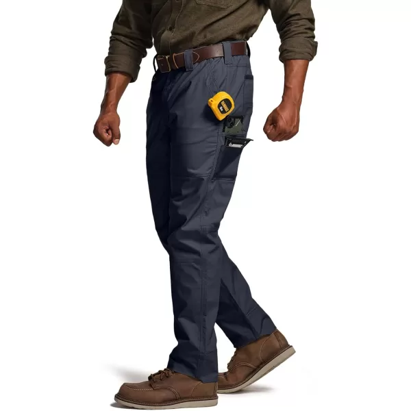 CQR Mens Flex Ripstop Work Pants Water Resistant Tactical Pants Outdoor Utility Operator EDC Cargo PantsLumber Operator Navy