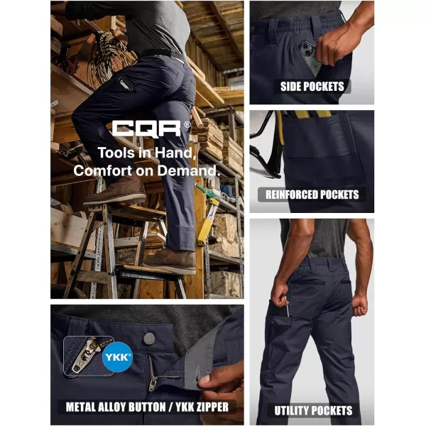 CQR Mens Flex Ripstop Work Pants Water Resistant Tactical Pants Outdoor Utility Operator EDC Cargo PantsLumber Operator Navy