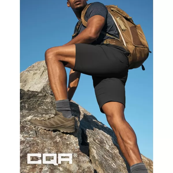 CQR Mens Hiking Cargo Shorts Quick Dry Stretch Tactical Outdoor Shorts Lightweight Camping Golf Shorts with Multi PocketsHike Flex Black