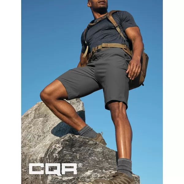 CQR Mens Hiking Cargo Shorts Quick Dry Stretch Tactical Outdoor Shorts Lightweight Camping Golf Shorts with Multi PocketsHike Flex Grey