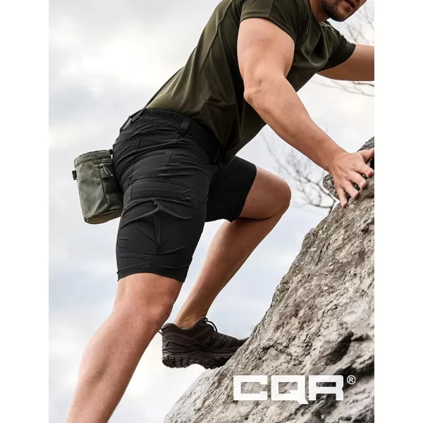 CQR Mens Hiking Cargo Shorts Quick Dry Stretch Tactical Outdoor Shorts Lightweight Camping Golf Shorts with Multi PocketsRocky Shorts Black